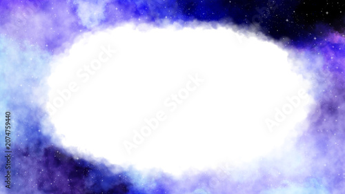 Purple Galaxy Oval Border Round Frame - Decorative Purple Galaxy Border Frame with Cosmic Glow Background