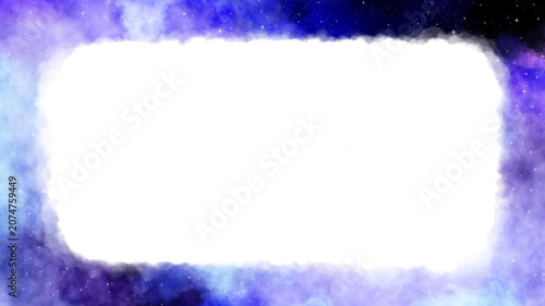Decorative Purple Galaxy Border Frame with Cosmic Glow Background -Fantasy Purple Cosmos Border with Galaxy, Nebula and Space Background