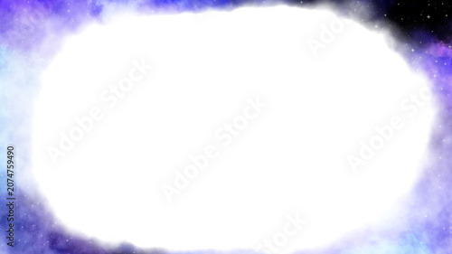 Decorative Purple Galaxy Border Frame with Cosmic Glow Background -Fantasy Purple Cosmos Border with Galaxy, Nebula and Space Background