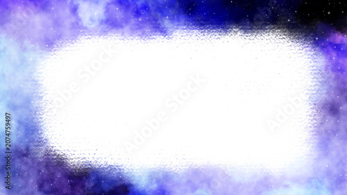 Abstract Purple Space Border with Celestial Clouds and Stars- grunge watercolor texture Rectangle frame background