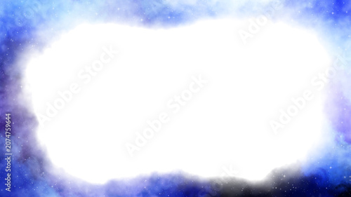 Magical Cosmic Night Sky Border, Galaxy Frame with Stars, Nebula and Blue Clouds