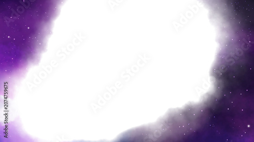 Fantasy Purple Space Border Frame with Stars and Nebula Clouds - Celestial Purple Border Corner Design with Galaxy and Starry Night
