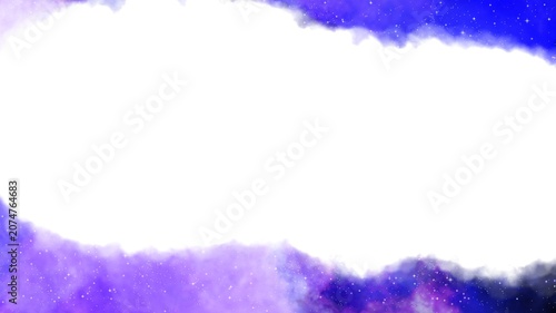 Elegant Purple Space Border with Edge Border Waves and Celestial Nebula - Watercolor Texture Frame Element 