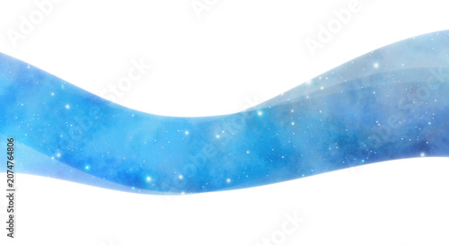 Gradient Waves and Celestial Nebula - Elegant Blue Nebula Border Corner Frame with Starry Night Sky