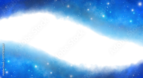 Dreamy Cosmic Frame Border with Starry Night Sky, Deep Blue Galaxy and Nebula