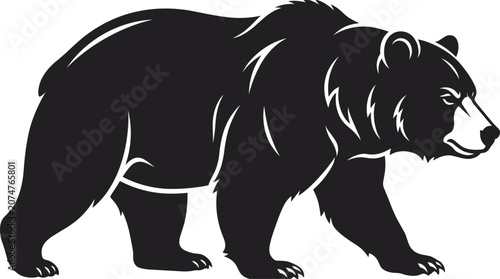 Foto Powerful Grizzly Black Bear Silhouette Vector Icon with Highlight Details for Sp