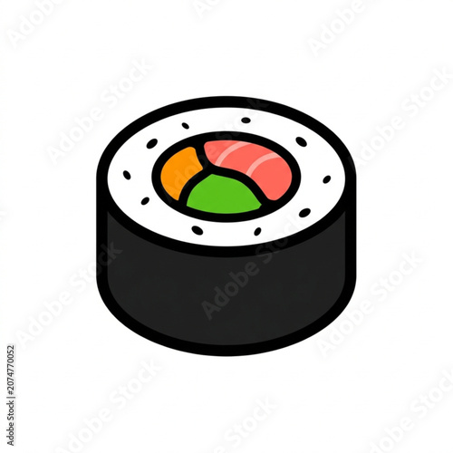 A delicious sushi roll, a classic Japanese culinary creation, is depicted in a clean, modern graphic style, highlighting its fresh ingredients.
