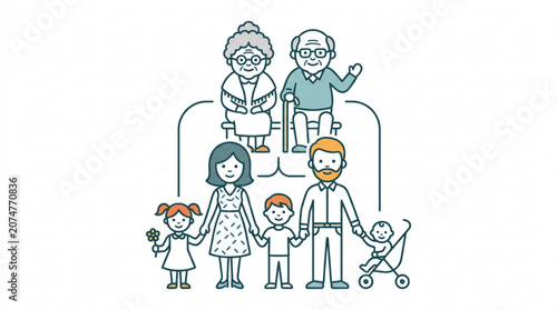 Fotografie Multigenerational family with grandparents parents