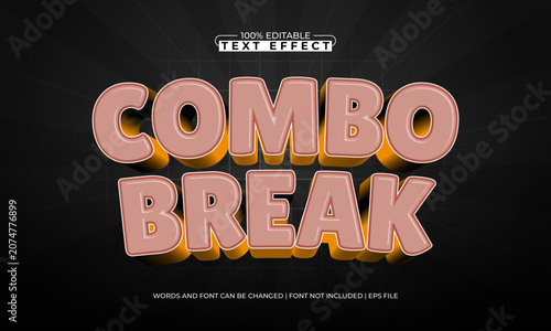 Combo Break 3D Retro Text Effect - Editable Gaming EPS