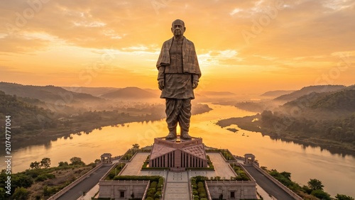 Statue of Unity Inspired Patriotic Monument Panorama