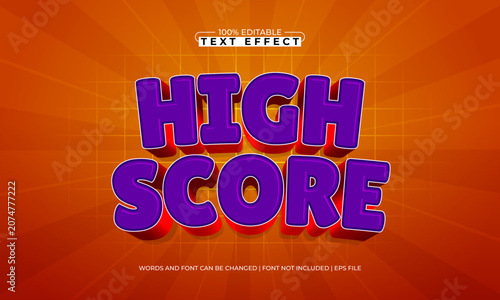 High Score 3D Retro Text Effect - Editable Gaming EPS