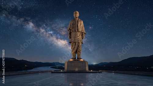 Sardar Vallabhbhai Patel Monument Under Starry Night