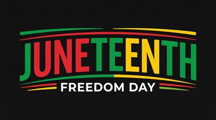 Juneteenth Freedom Day, African American holiday, celebration banner, colorful text