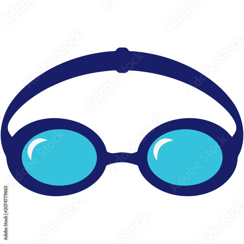 Blue swim goggles flat vector icon