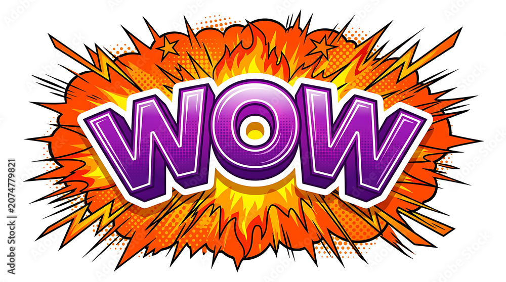 Naklejka premium Wow Explosion Comic Style Text.