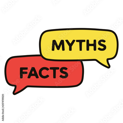 Foto cartoon facts and myths speech bubble media element flat color vector illustrati