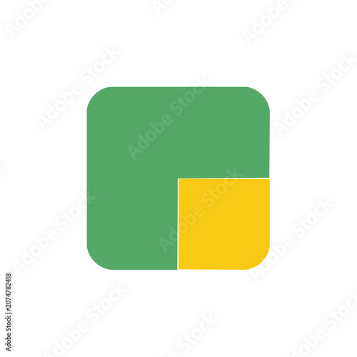 Green and Yellow L-Shaped Geometric Vector