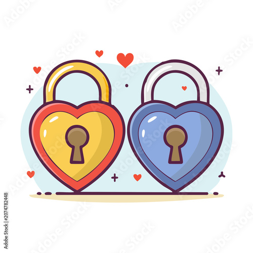 Heart Shaped Padlocks Vector Illustration
