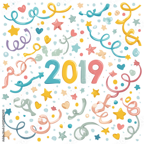 2019 New Year Celebration Vector Illustration