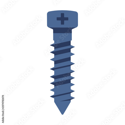 Blue Phillips Head Screw Vector Icon