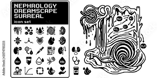 Fotografi Nephrology Dreamscape Surreal Black White-Melting Nephron Electrolyte Portal-Sur