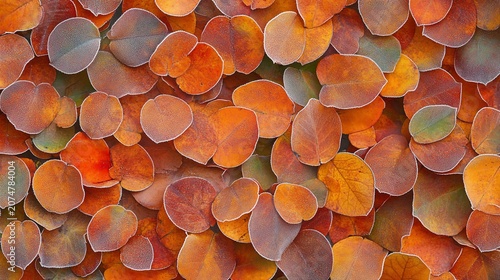 Frozen Autumn Leaves, A Captivating Mosaic of Seasonal Color and Frosty Elegance