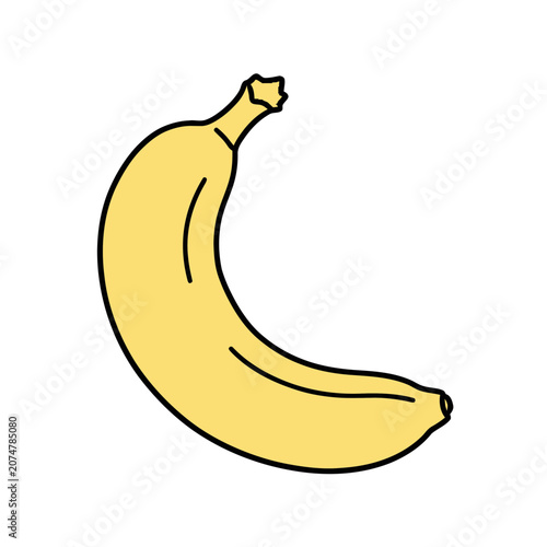 Yellow banana flat vector illustration