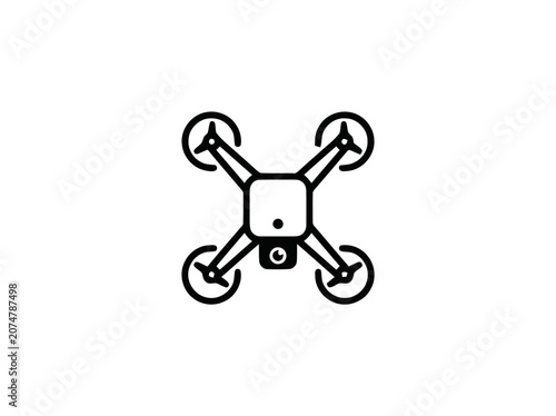 Quadrocopter drone icon vector illustration, aerial technology, modern gadget, simple outline design
