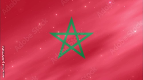 Animated 3D Morocco Flag Waving with Light Effects