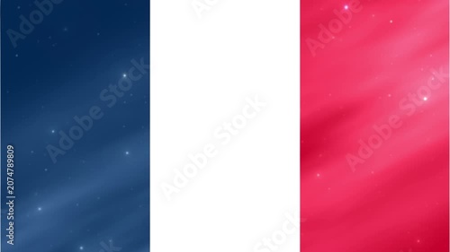 Animated 3D France Flag Waving with Light Effects