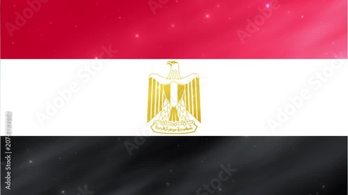 Animated 3D Egypt Flag Waving with Light Effects
