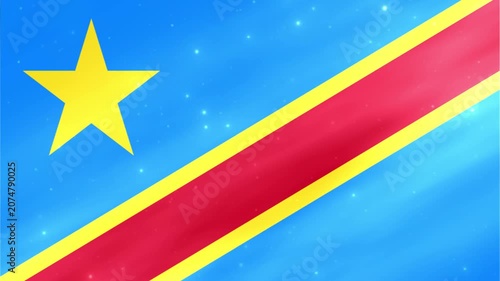 Animated 3D DR Congo Flag Waving with Light Effects