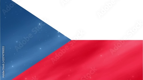 Animated 3D Czechia Flag Waving with Light Effects