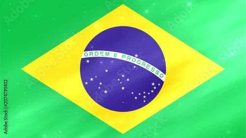 Animated 3D Brazil Flag Waving with Light Effects