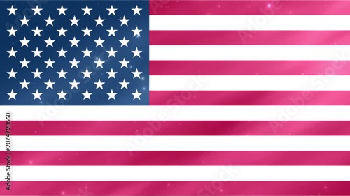 Animated 3D United States Flag Waving with Light Effects