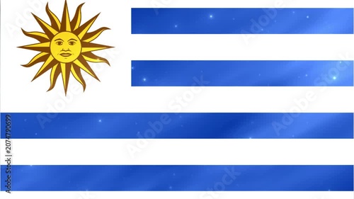 Animated 3D Uruguay Flag Waving with Light Effects