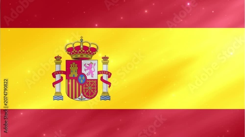 Animated 3D Spain Flag Waving with Light Effects