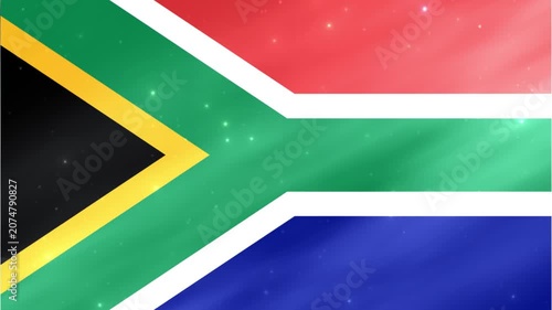 Animated 3D South Africa Flag Waving with Light Effects
