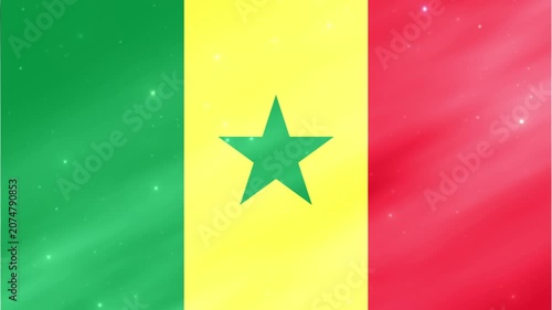 Animated 3D Senegal Flag Waving with Light Effects