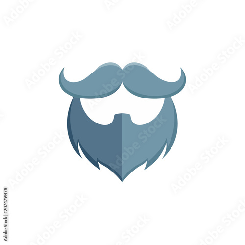 Flat vector icon of beard and mustache
