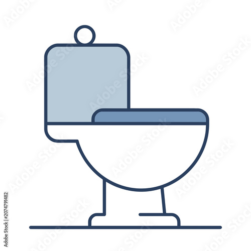 Flat vector icon of a toilet with cistern