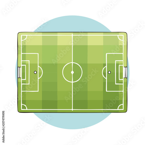 Flat vector illustration of a soccer field