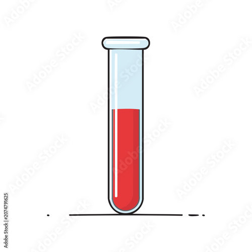 Red liquid in laboratory test tube vector illustration