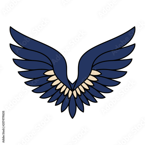 Symmetric Angel Wings with Feathers Vector Illustration