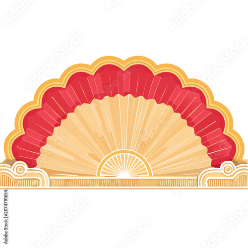 Traditional Fan Decoration with Sunburst Design