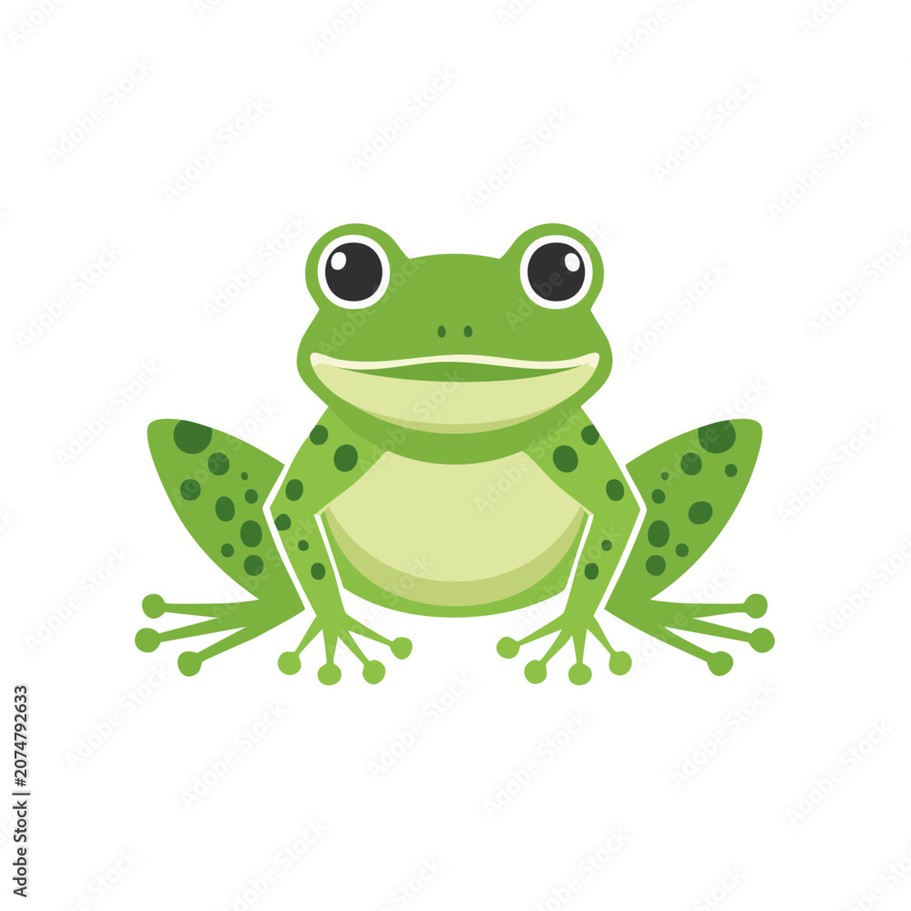 Fototapeta premium Cute green tree frog cartoon vector illustration