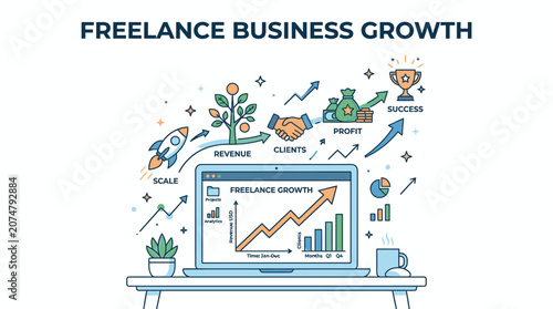 Freelance Business Growth Concept Illustration.