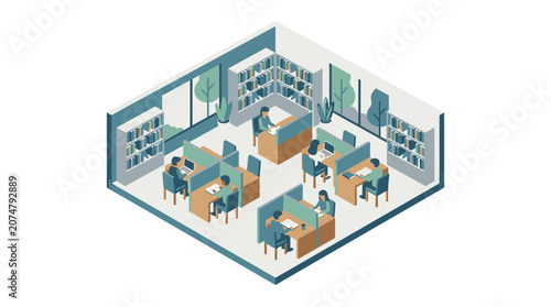 People working in an office space.