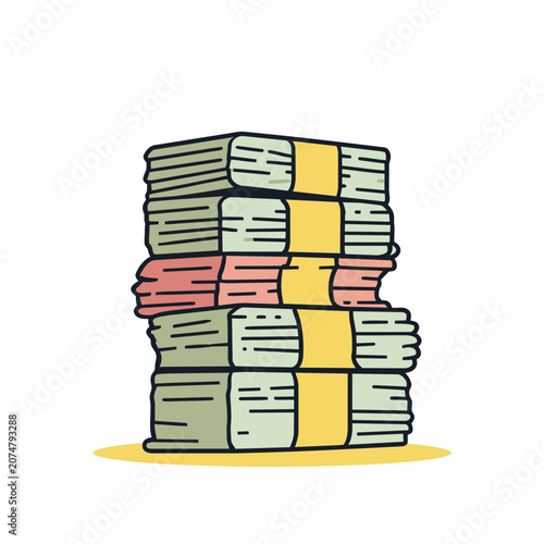 Stack of colorful banknotes vector illustration