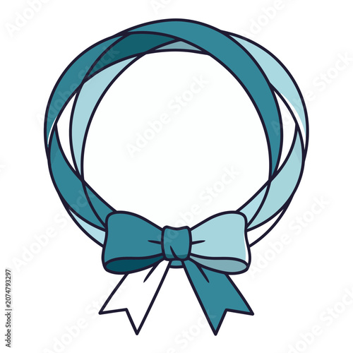 Teal wreath with bow vector illustration